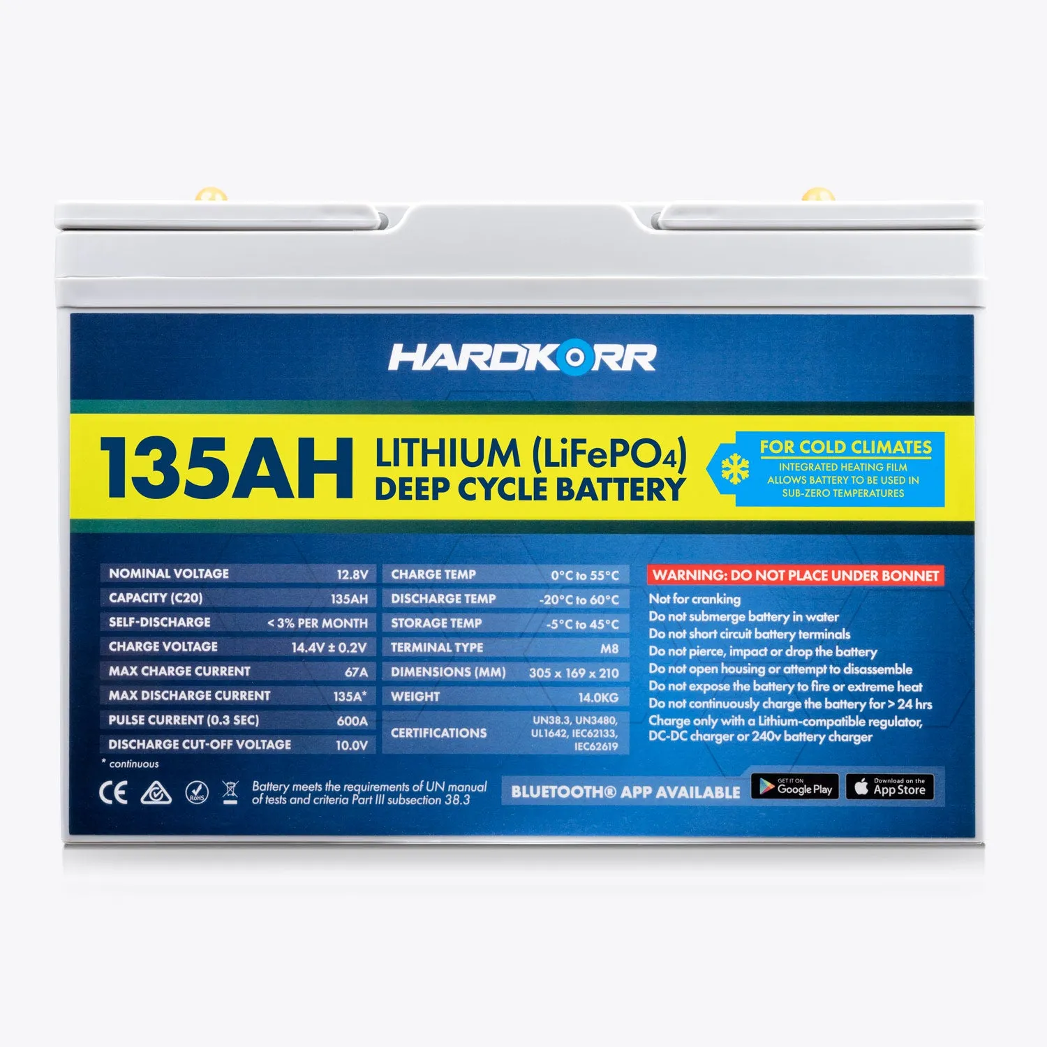 135Ah Cold Climate Lithium (LiFePO<sub>4</sub>) Deep Cycle Battery w/Bluetooth