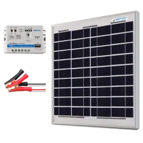 15W 12V Solar Charger Kit, 5A Charge Controller with Alligator Clips by ACOPOWER