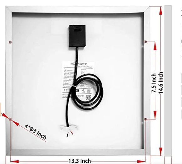 15W 12V Solar Charger Kit, 5A Charge Controller with Alligator Clips by ACOPOWER