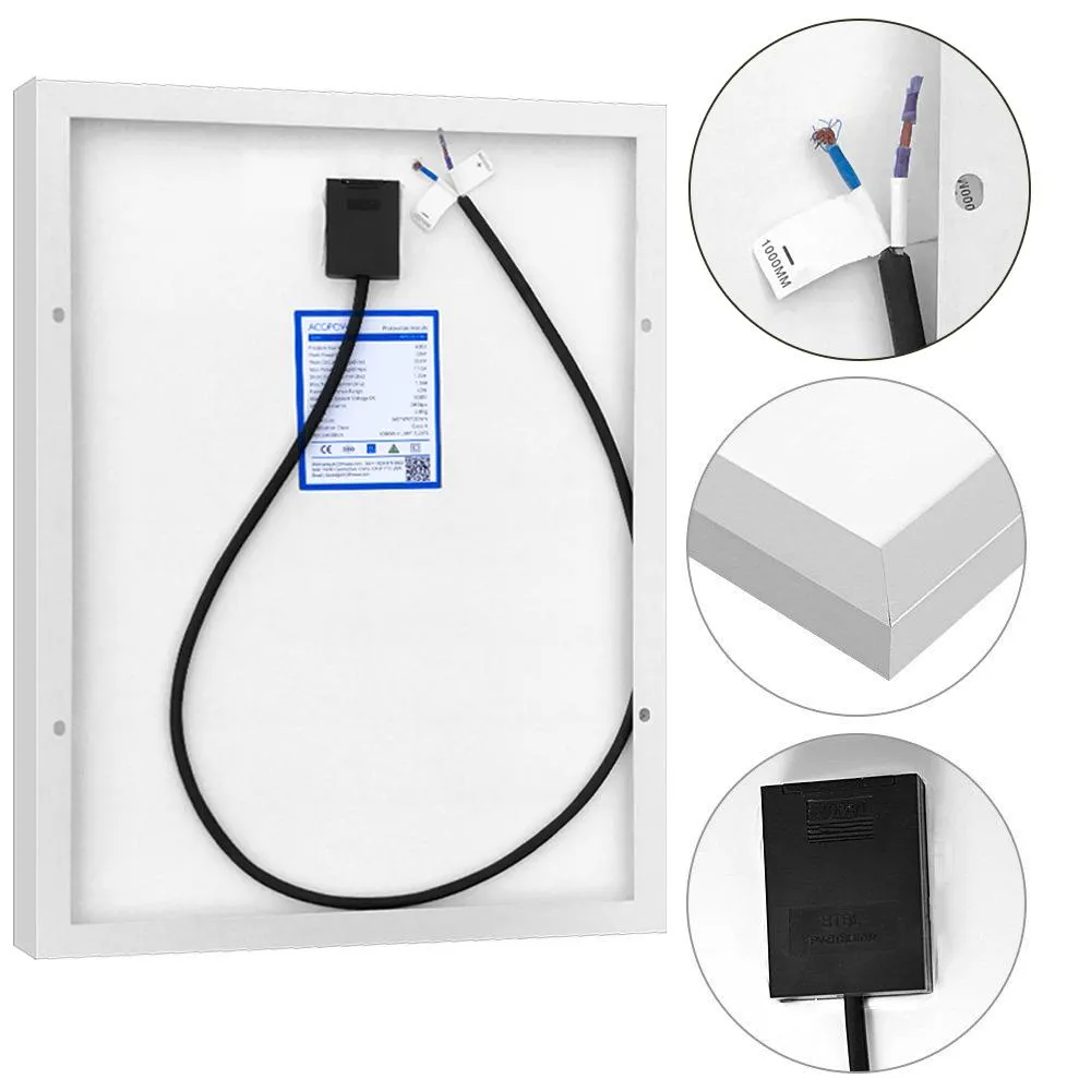 20W 12V Solar Charger Kit, 5A Charge Controller with Alligator Clips by ACOPOWER