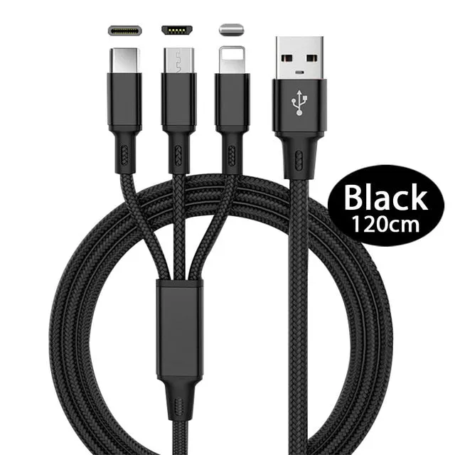 3 in 1 Fast Charging USB Cable for all Mobile Phones