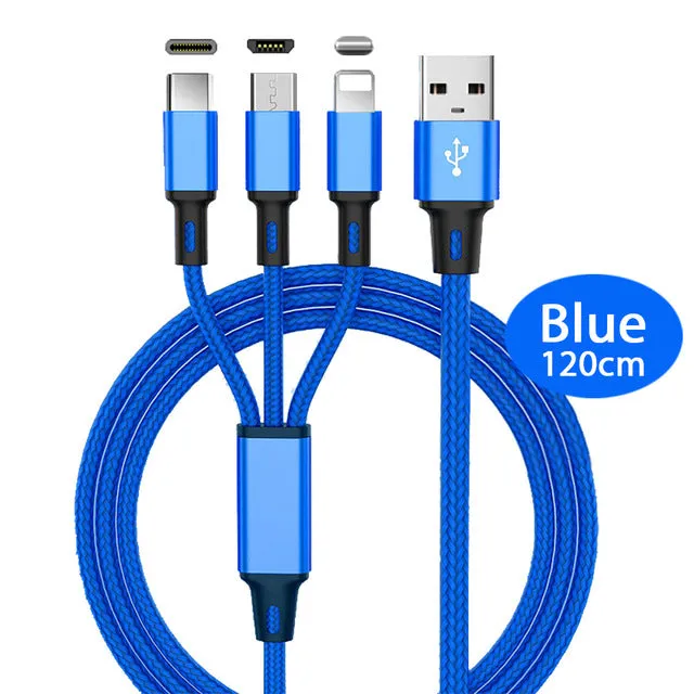 3 in 1 Fast Charging USB Cable for all Mobile Phones