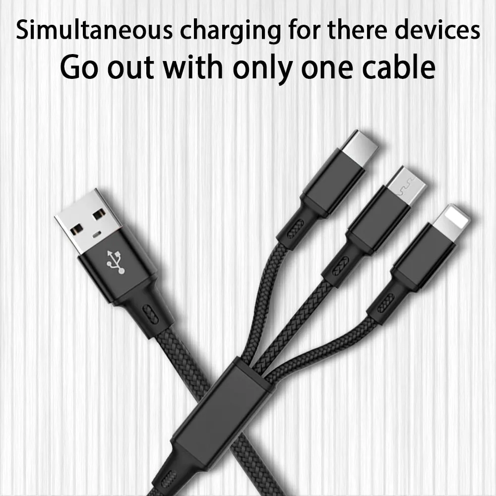 3 in 1 Fast Charging USB Cable for all Mobile Phones