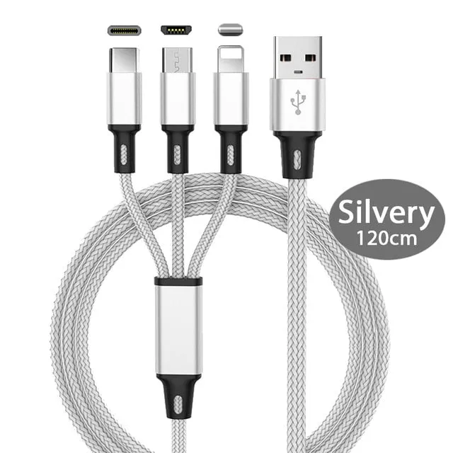 3 in 1 Fast Charging USB Cable for all Mobile Phones