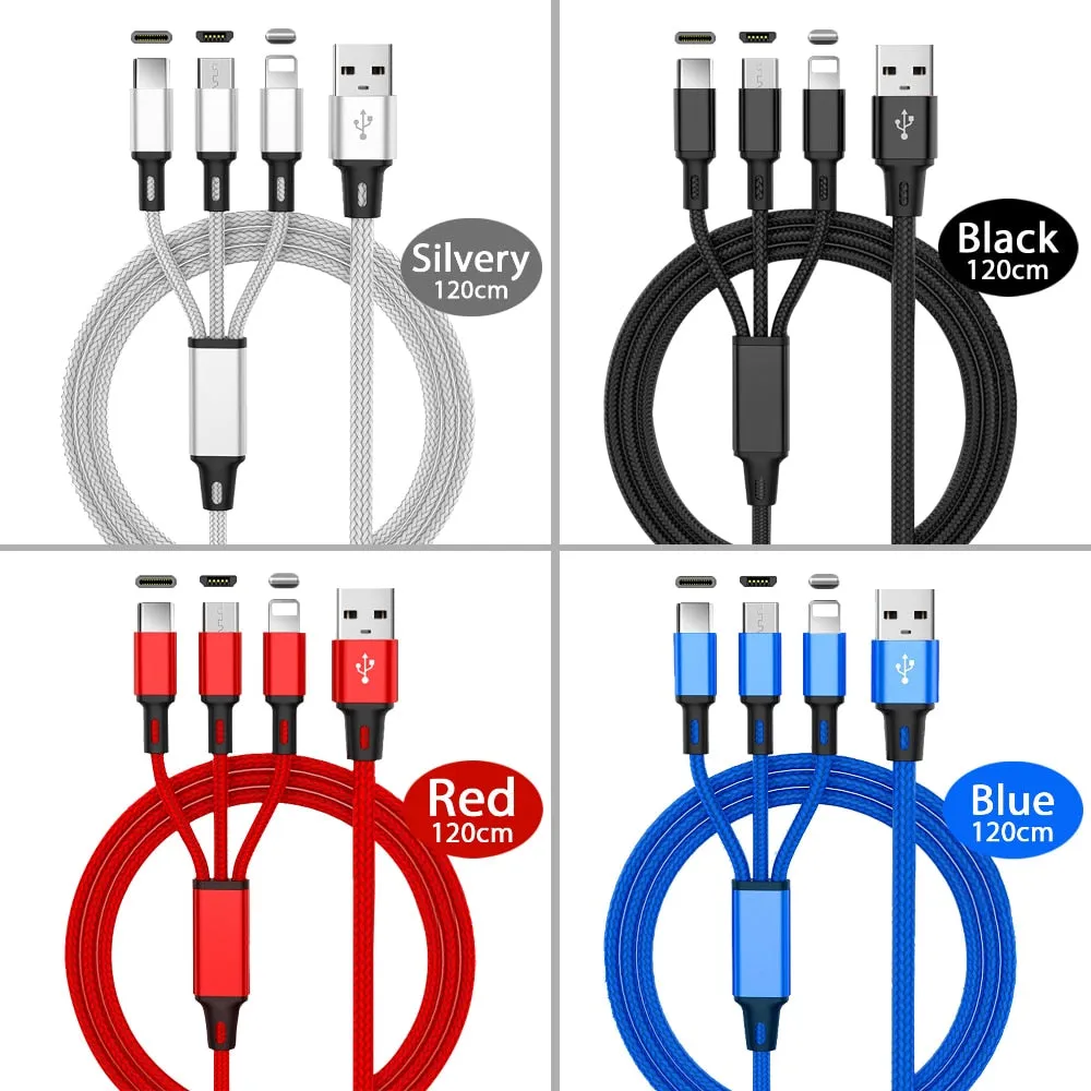 3 in 1 Fast Charging USB Cable for all Mobile Phones