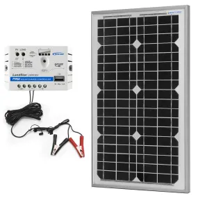 30W 12V Solar Charger Kit, 5A Charge Controller with Alligator Clips by ACOPOWER