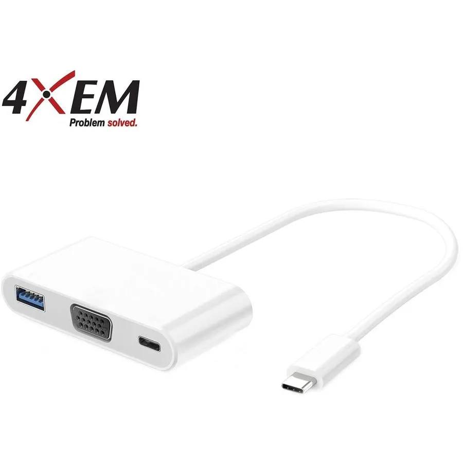 4XEM 3-in-1 USB-C Docking Station with VGA port and USB 3.0 4XUSBCHUB03