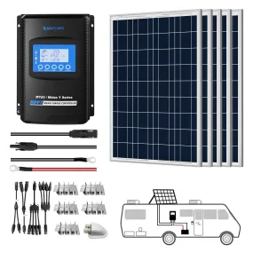 ACOPOWER 500W 12V  Polycrystalline Solar RV Kits, 40A MPPT Charge Controller