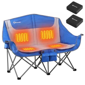 ANTARCTICA GEAR Heated Double Camping Chair, 2-Person Folding Chair Heated Portable Loveseat Chair