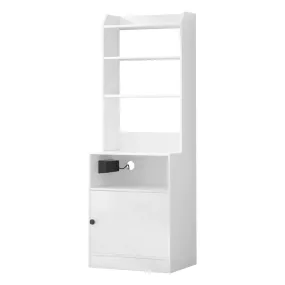 Bedside Table Nightstand with Charging Station - White