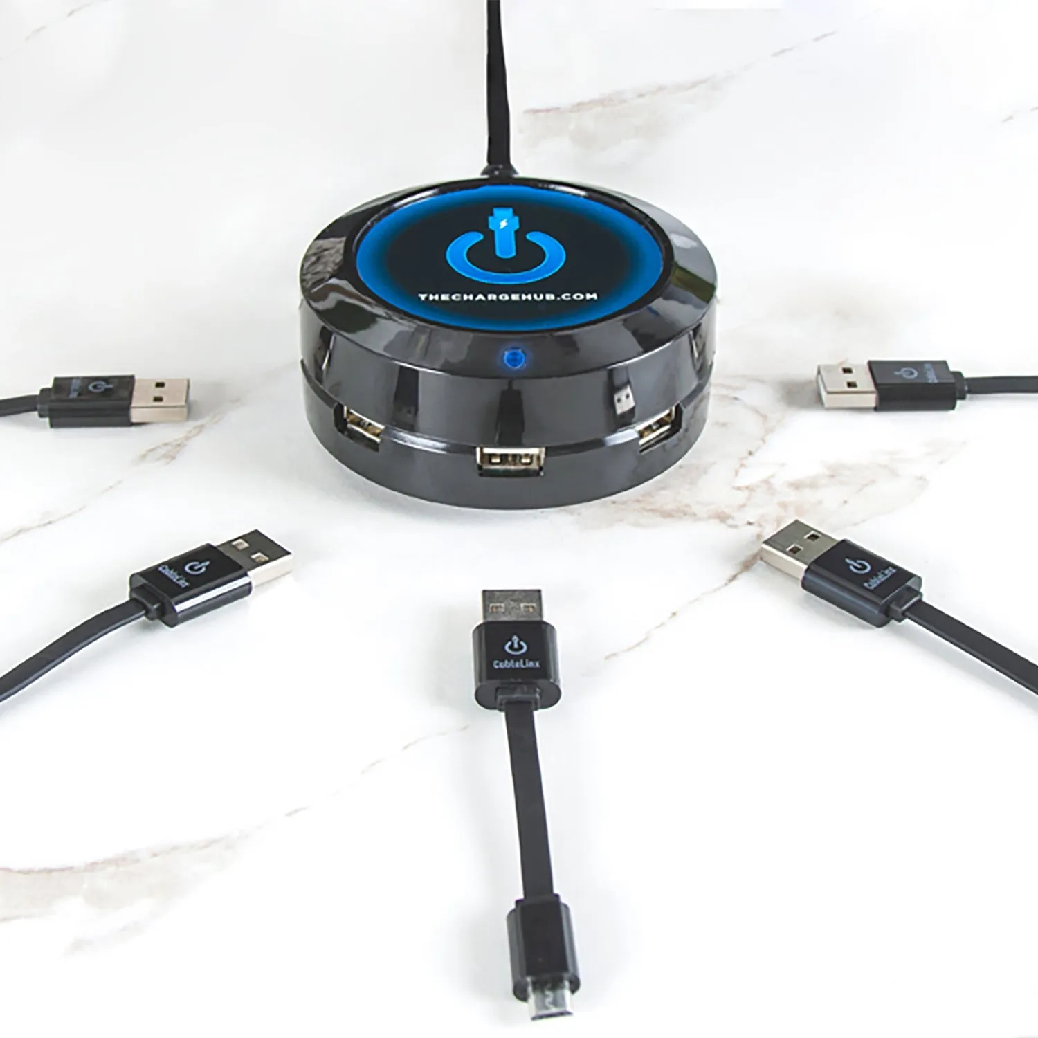 ChargeHub X5 Bundle - 5 Port USB Charger with 5 USB Charging Cables