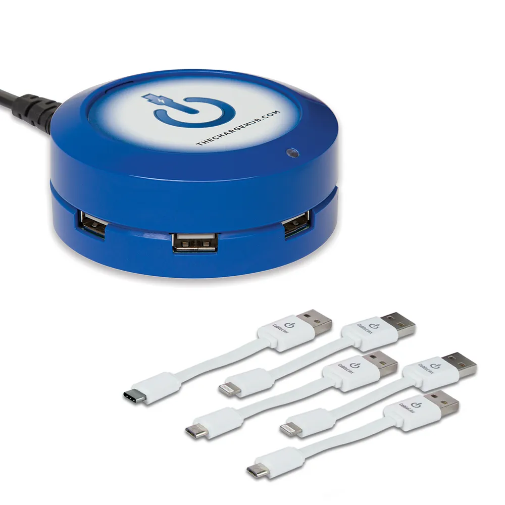 ChargeHub X5 Bundle - 5 Port USB Charger with 5 USB Charging Cables