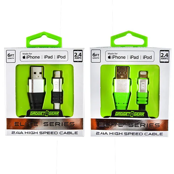 Charging Cable Elite USB to Lightning 6FT 2.4 Amp - 3 Pieces Per Pack 22331