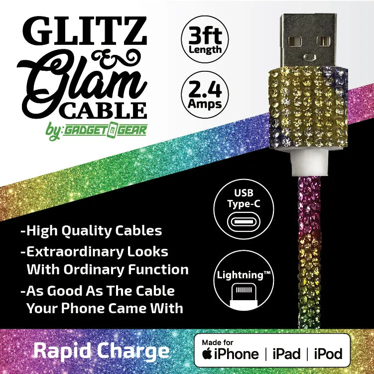 Charging Cable Glitz N Glam Assortment - 6 Pieces Per Retail Ready Display 24130