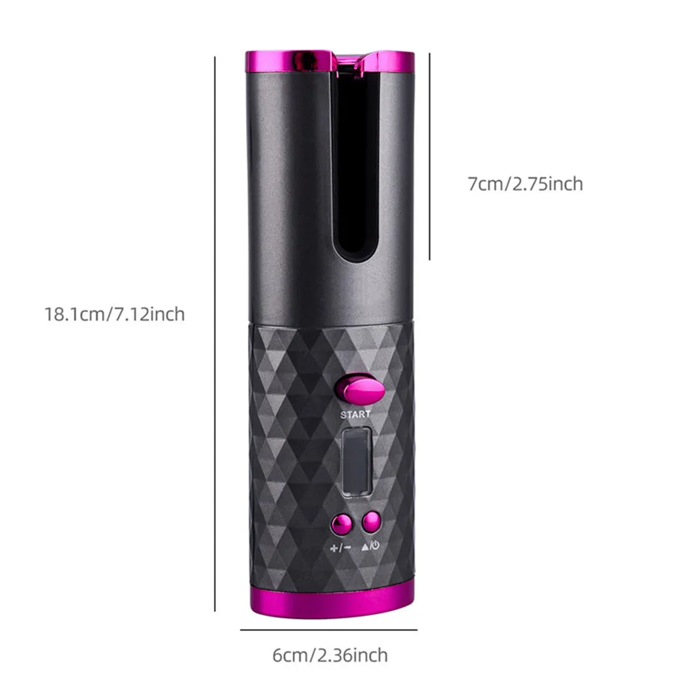 Cordless Auto Rotating Ceramic Hair Curler w/ LCD Display