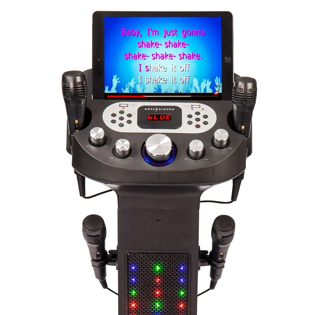 Easy Karaoke Smart Bluetooth® Karaoke System   4 Wired Microphones