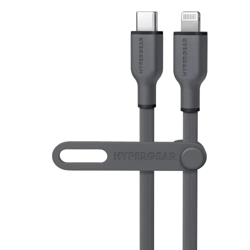 Flexi Pro USB-C to Lightning Soft-Touch Silicone Fast Charge Cable | 10ft | Gray