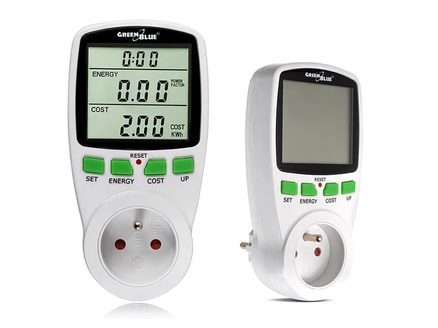 GreenBlue GB202 Wattmeter with EU Plug, LCD Display Power Meter High Quality