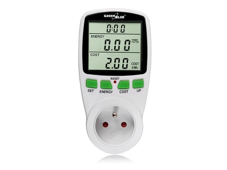 GreenBlue GB202 Wattmeter with EU Plug, LCD Display Power Meter High Quality