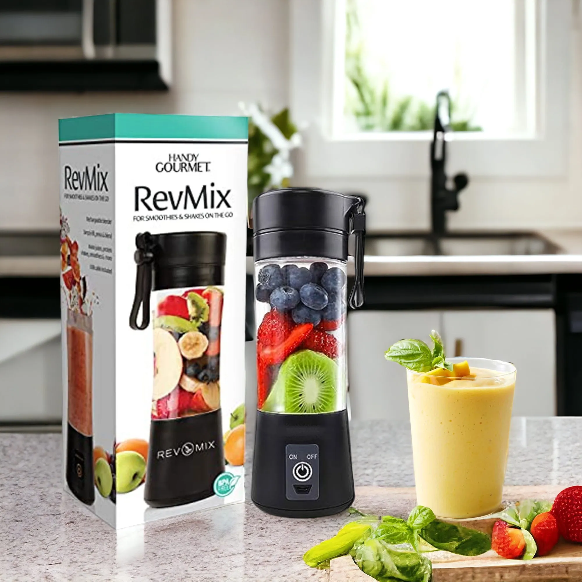 Handy Gourmet RevMix for Smoothies & Shakes On The Go (Black)