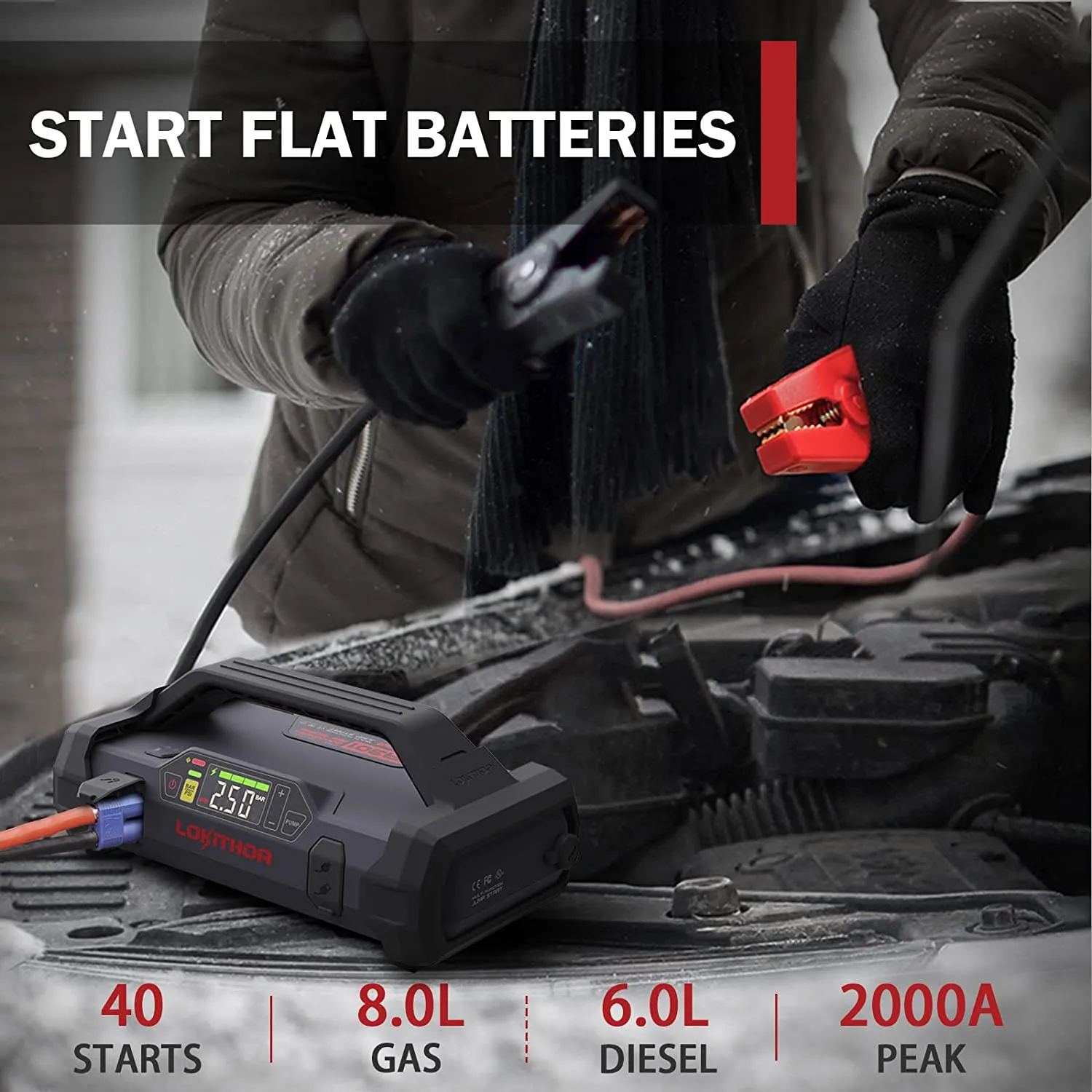 Lokithor JA301 Jump Starter with Air Compressor