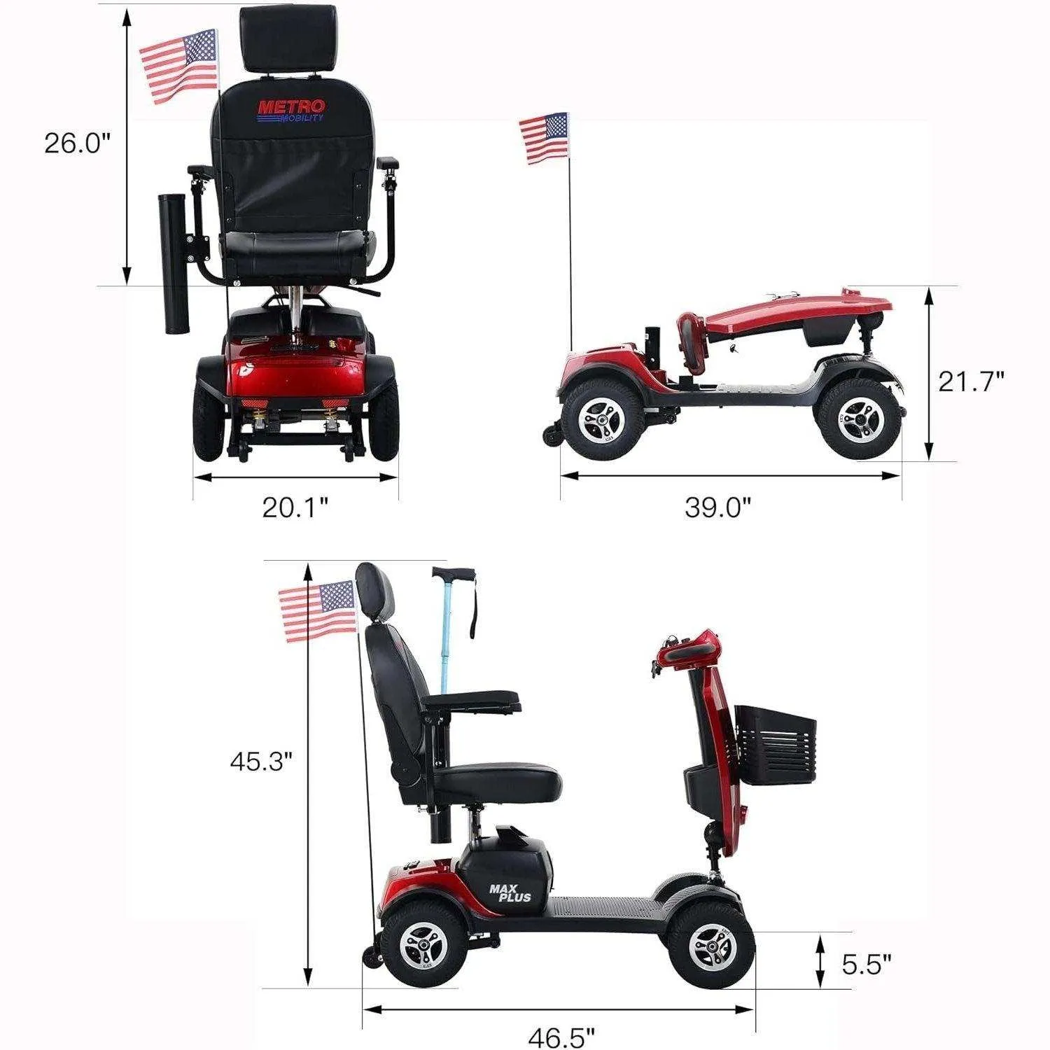 Metro Mobility Max Plus Series 4-Wheel Travel Mobility Scooter