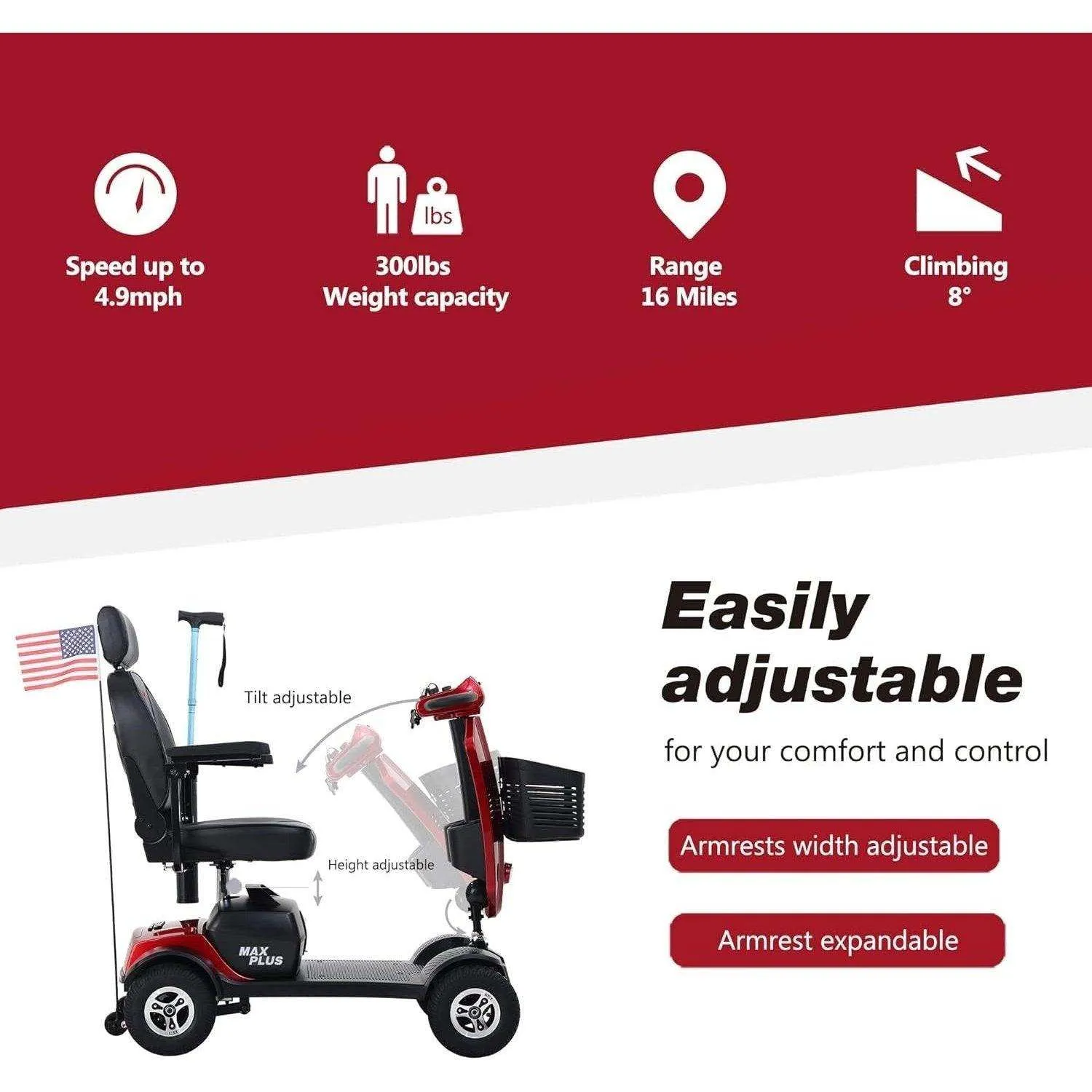 Metro Mobility Max Plus Series 4-Wheel Travel Mobility Scooter