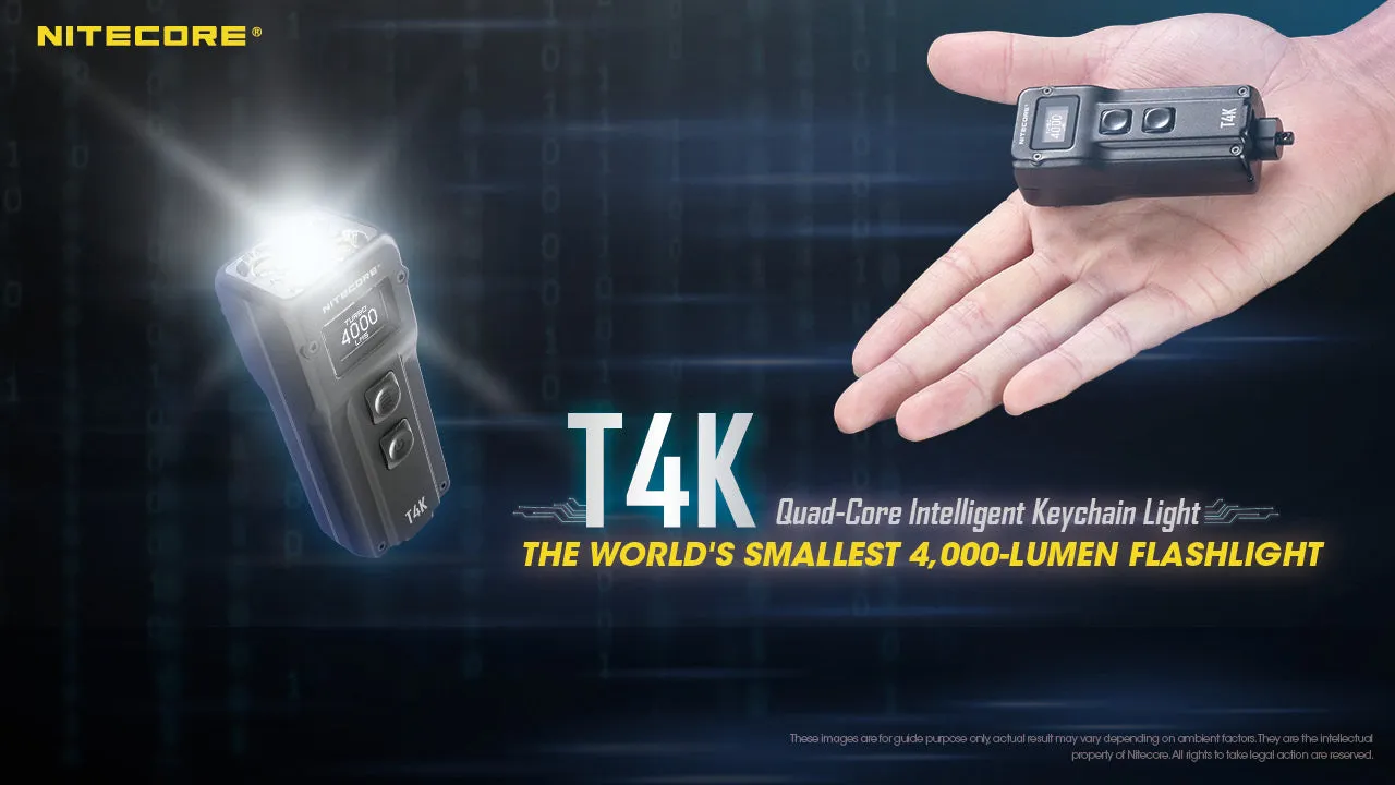 Nitecore T4K Smallest Quad Core Intelligent Keychain Light bursting with 4000 lumens