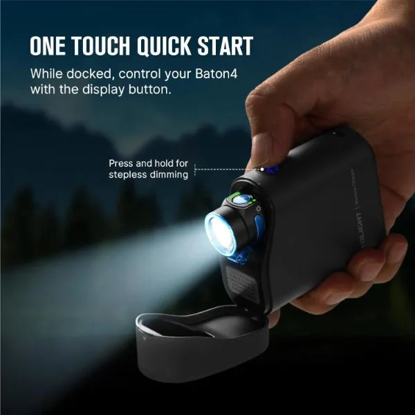 OLIGHT BATON4KITBK Baton 4 Powerful EDC Flashlight 1300 Lumens - Black - Premium (With Charging Case)