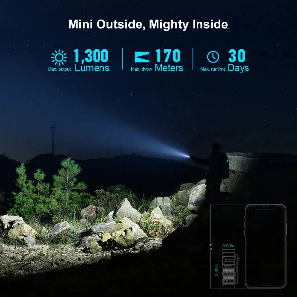 OLIGHT BATON4KITBK Baton 4 Powerful EDC Flashlight 1300 Lumens - Black - Premium (With Charging Case)