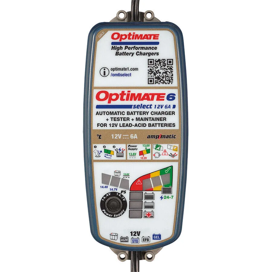 Optimate 6 Select - 12V 6A, TM-371, 9-Step Gold Series Battery Saving Charger