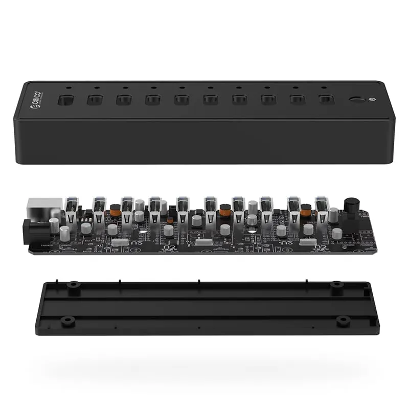 Orico 10 Port 30W Additional Power Usb2.0 Hub - Black