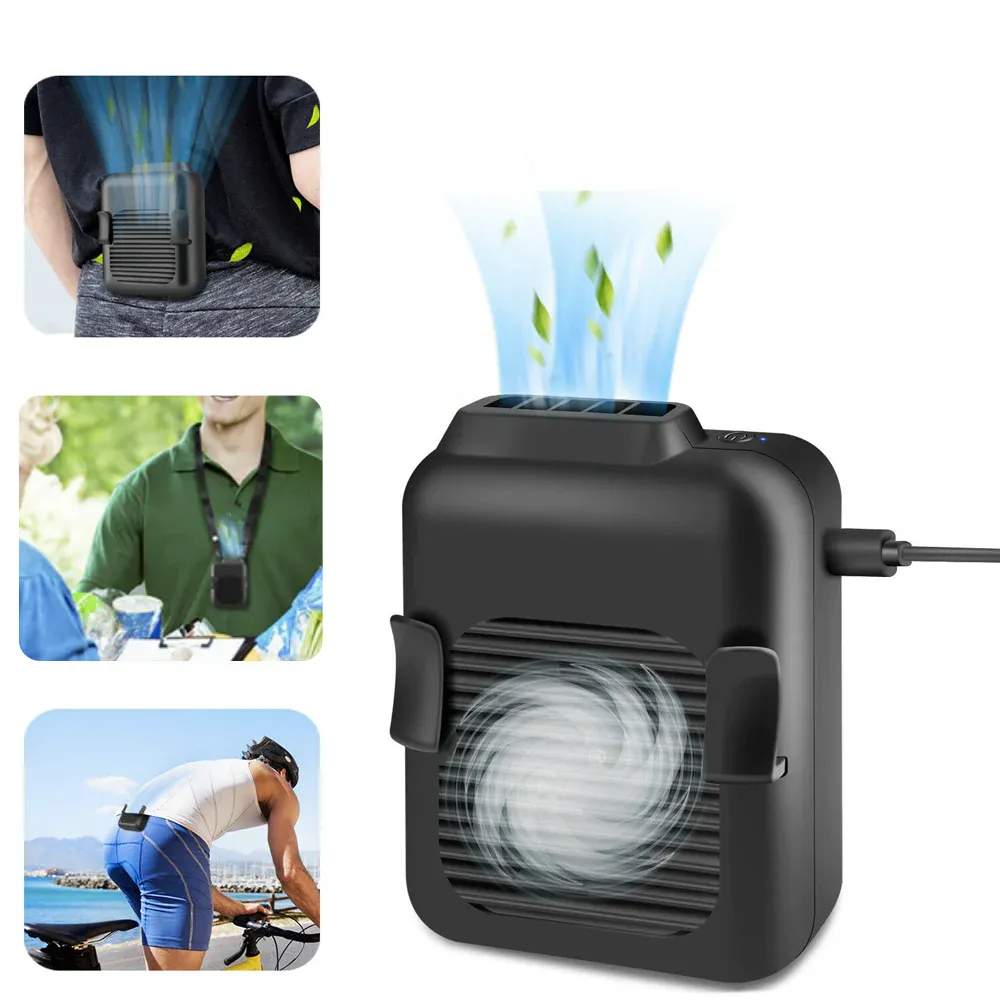 Portable Compact Cooling Fan Hanging Handsfree with Waist Clip