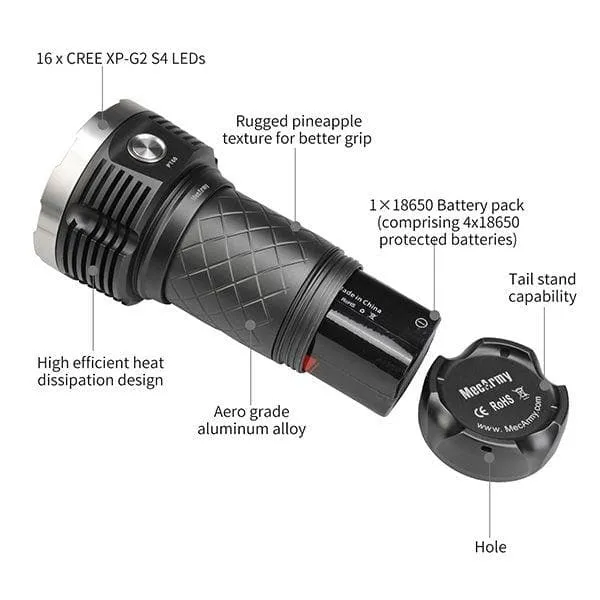 PT60 9600 Lumens USB Rechargeable Search Flashlight