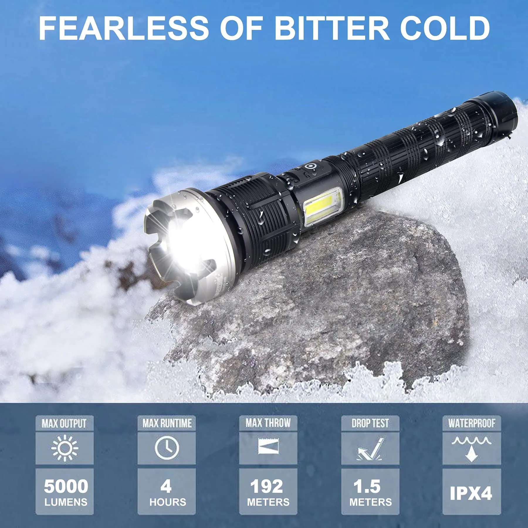 Rechargeable Tactical Waterproof Laser Flashlight