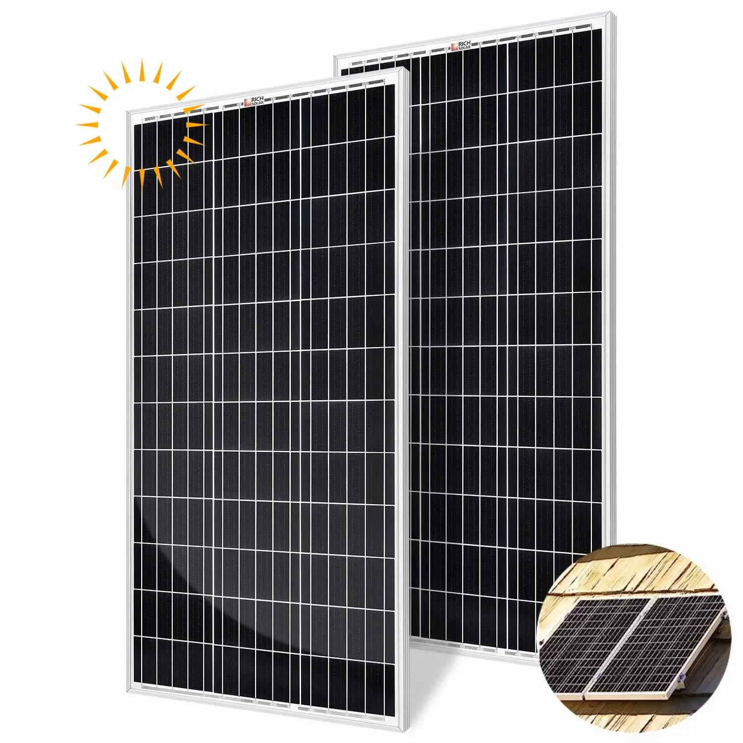 RSolarX™ Two 100W Solar Panels: 200W Total, 12V, High Efficiency Power, Off-Grid