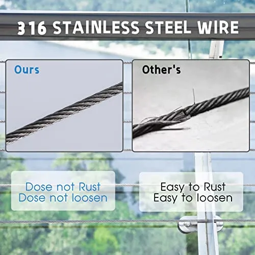 Safespan Stainless Steel Cable 1/8 Inch 300FT with Cutter, Deck Railing Cable with Cutter T316 Stainless Steel Wire Rope, 7x7 Strands Construction, Cable for DIY Deck, DIY Balustrades, 300FT