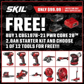 SKIL CB5197B-21 PWR CORE 20™ 2X2.0Ah Battery and Charger Starter Kit   Free Item