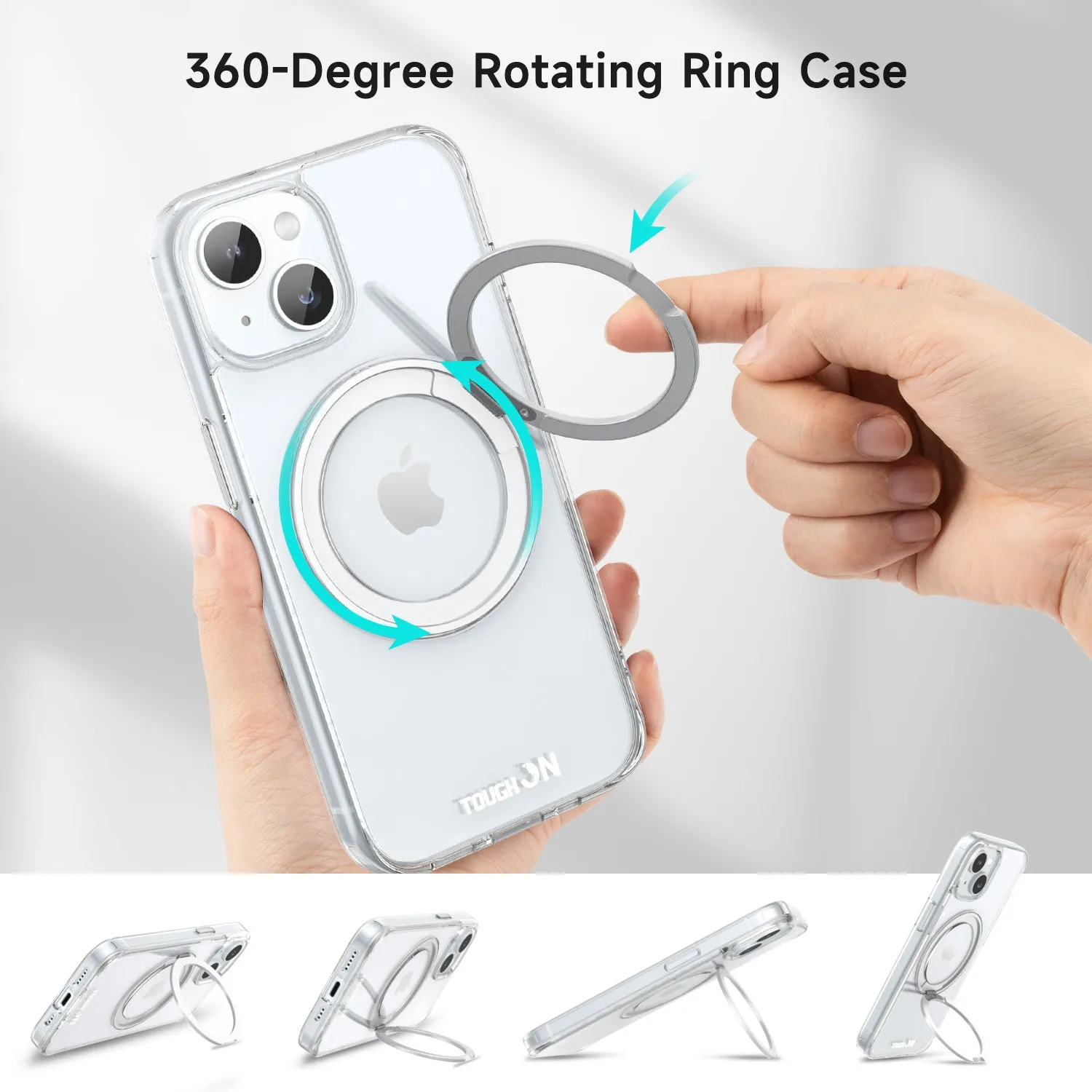 Tough On iPhone 15 Case 360° Rotate Stand With MagSafe Clear