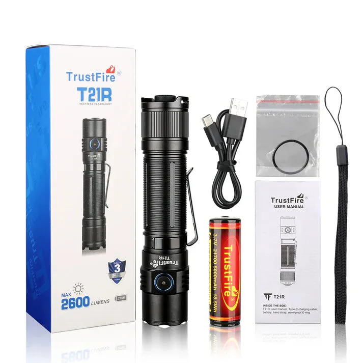 TrustFire T21R Rechargeable Flashlight 2600 Lumens