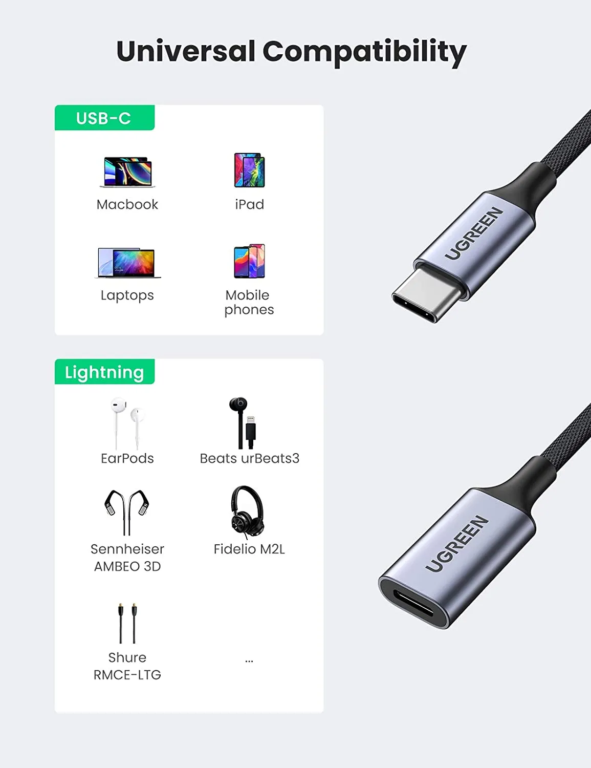 UGREEN USB C to Lightning Audio Adapter