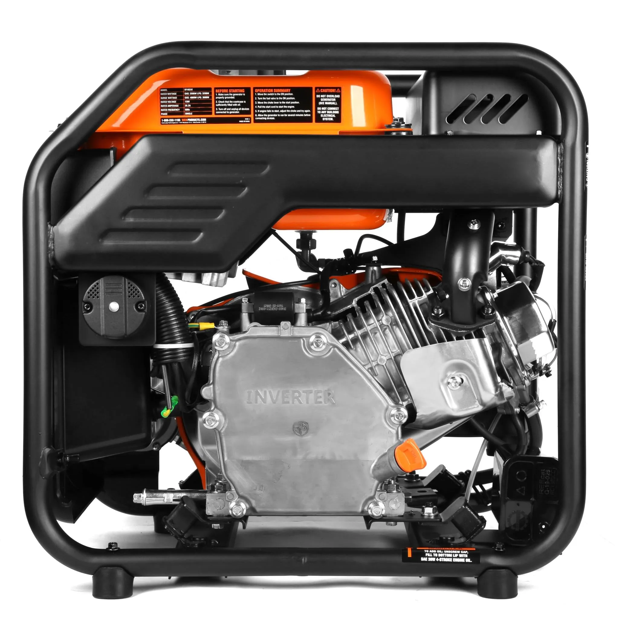 WEN DF402iX RV-Ready 4000-Watt Dual Fuel Open Frame Inverter Generator with CO Shutdown Sensor