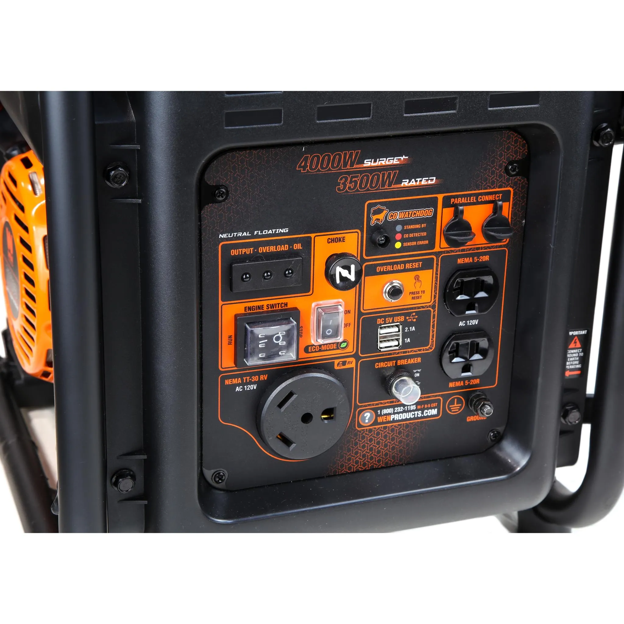 WEN GN400iX RV-Ready 4000-Watt Open Frame Inverter Generator with CO Shutdown Sensor