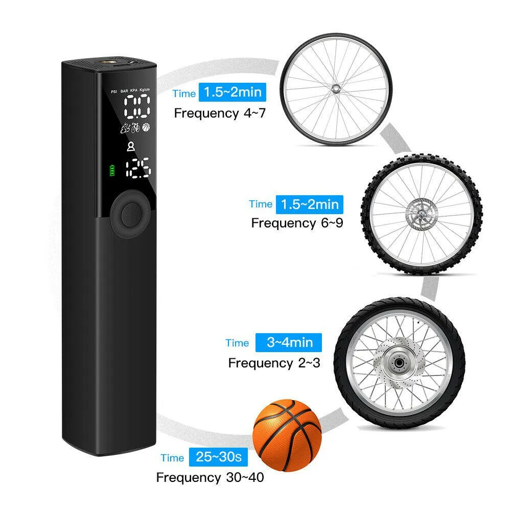 Woowind BP188 Tire Inflator Electric Bike Pump, Portable Air Pump for Bikes, Auto Shut-Off, 120PSI and Rechargeable